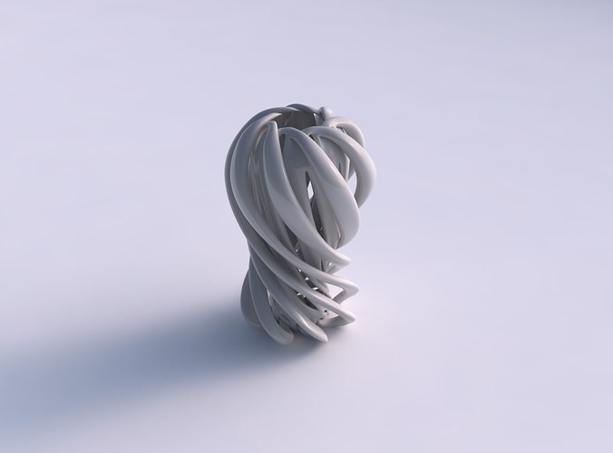 Vase straight double twisted with collapsed top squeezed