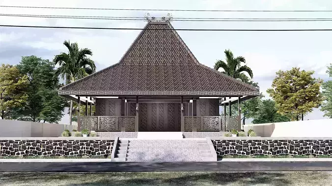 Unique Wooden Traditional Mosque Room Prayer 3D model