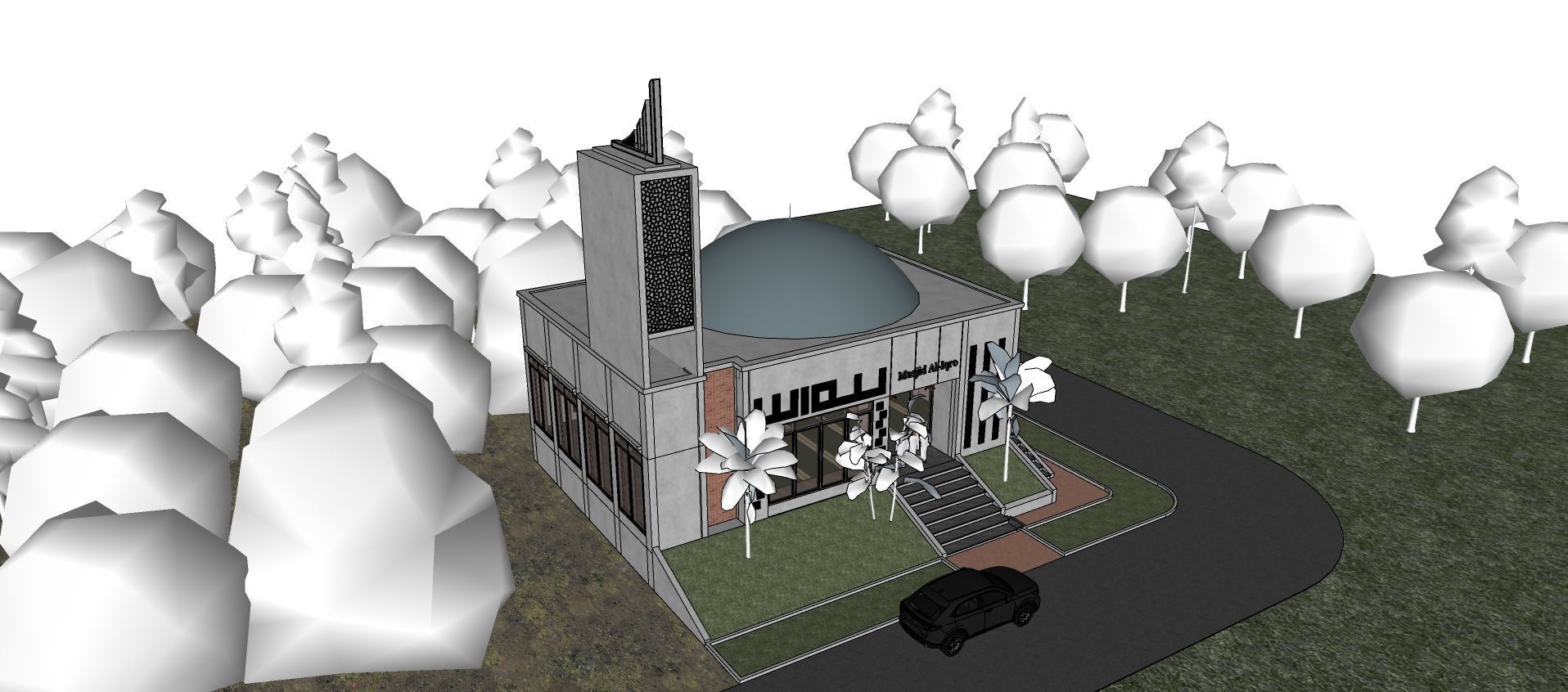 Modern Luxury Minimalist Architecture Mosque Room Prayer  3D model_2