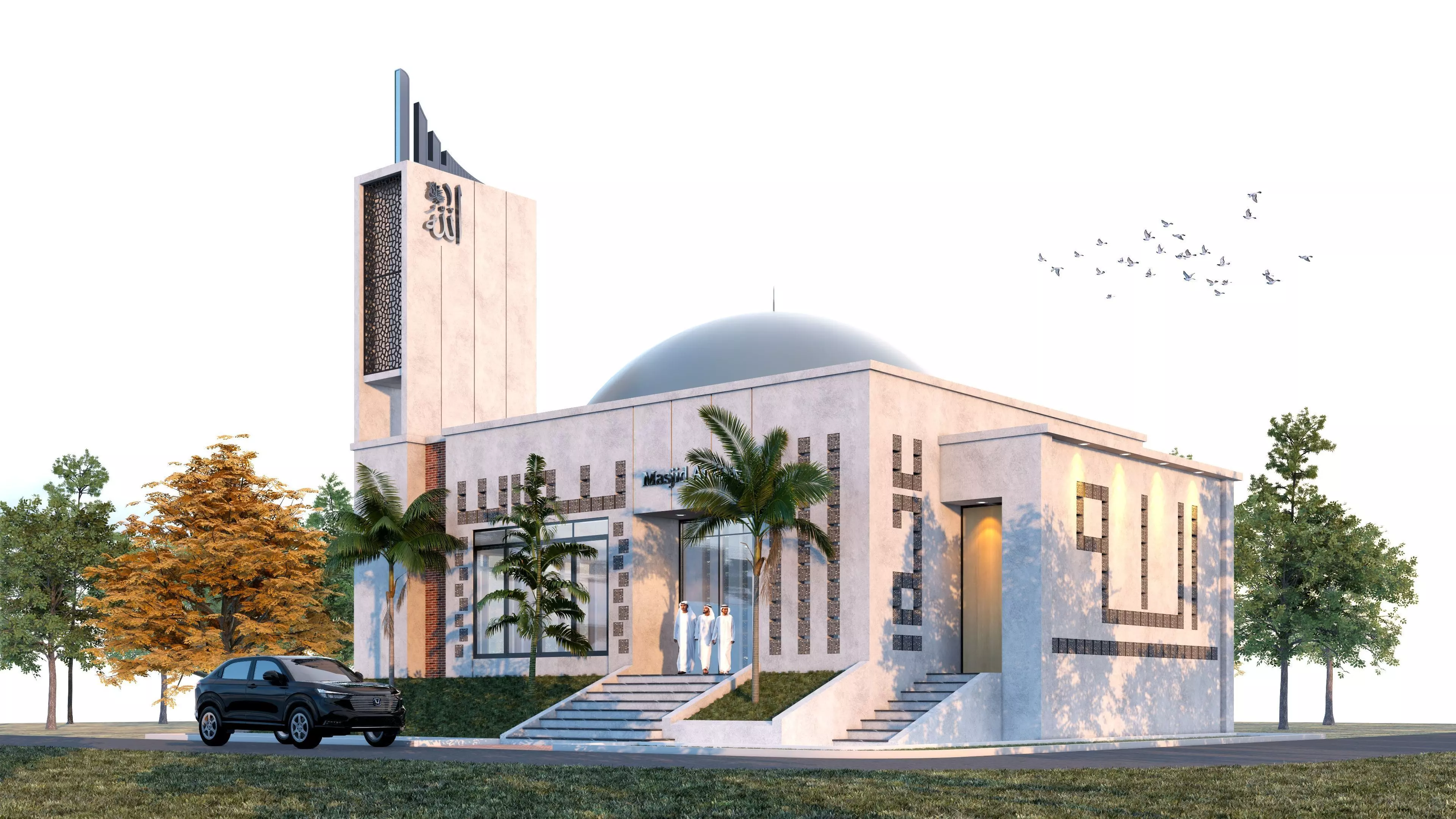Modern Luxury Minimalist Architecture Mosque Room Prayer  3D model_0