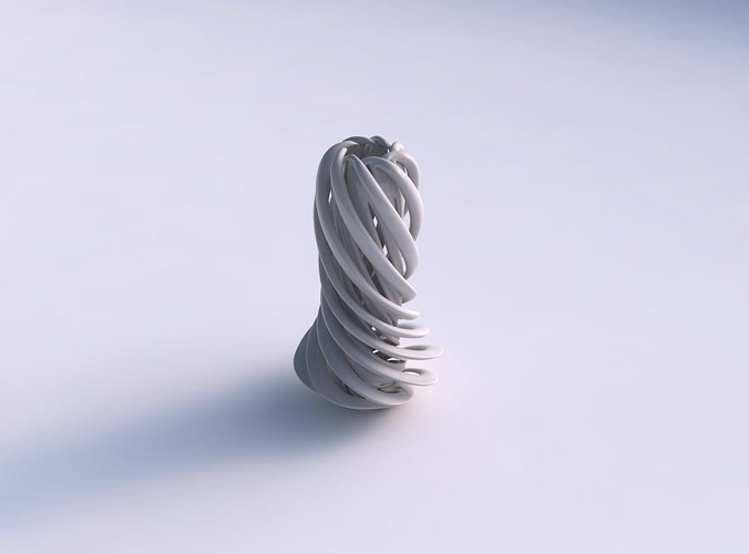 Vase straight double twisted with collapsed top wide middle