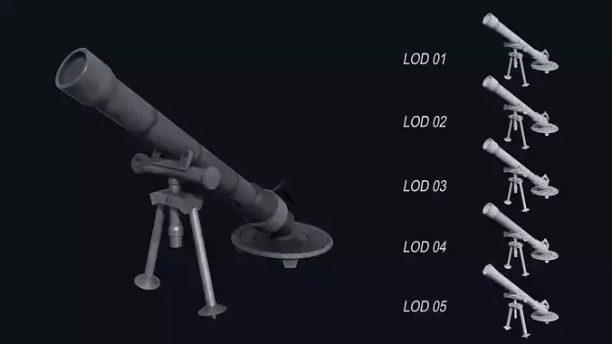 Asset - Army - M252 81mm mortar Low-poly 3D model