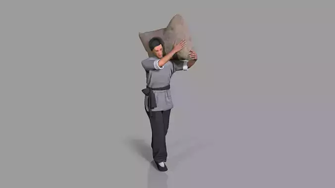 builder man carrying bag Low-poly 3D model