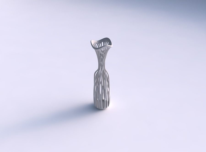 Vase squeezed neck with two layered branches streched and wav... 3D print model