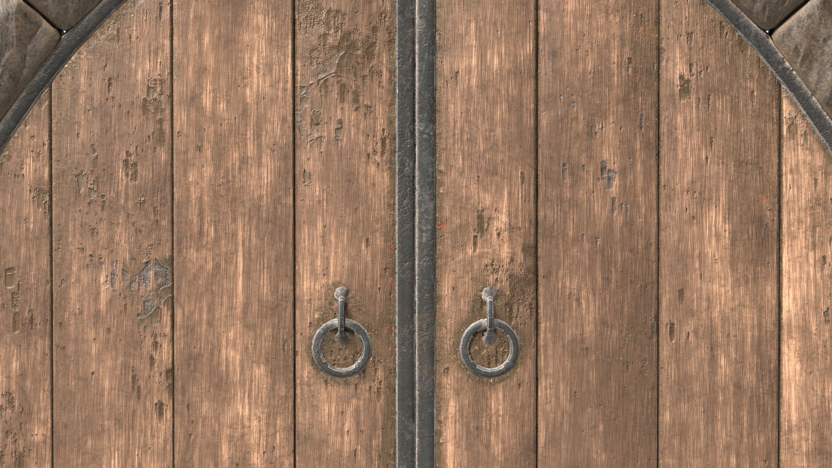 Hobbit Style Medieval Wooden Door Low-poly 3D model_8