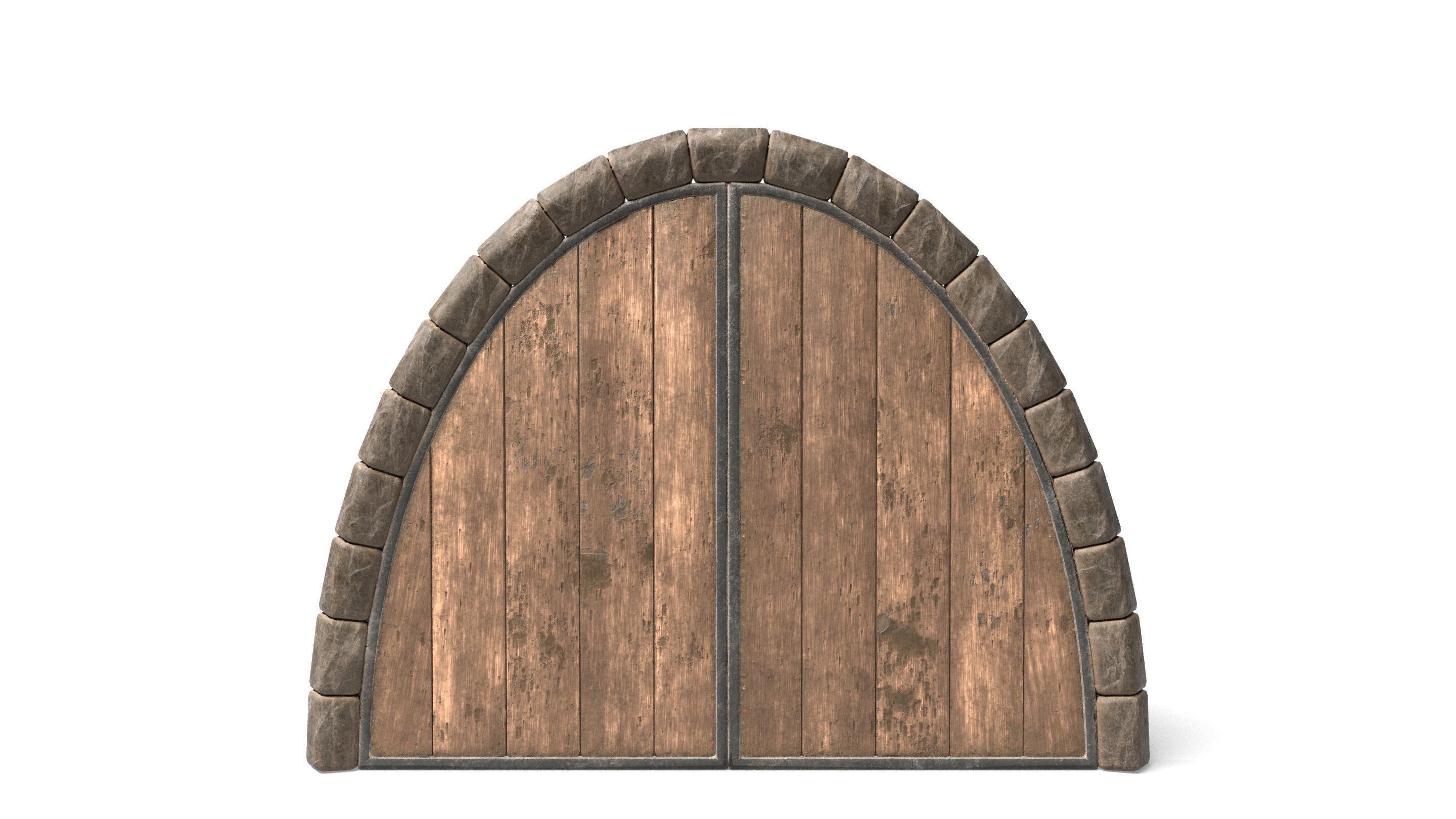 Hobbit Style Medieval Wooden Door Low-poly 3D model_4