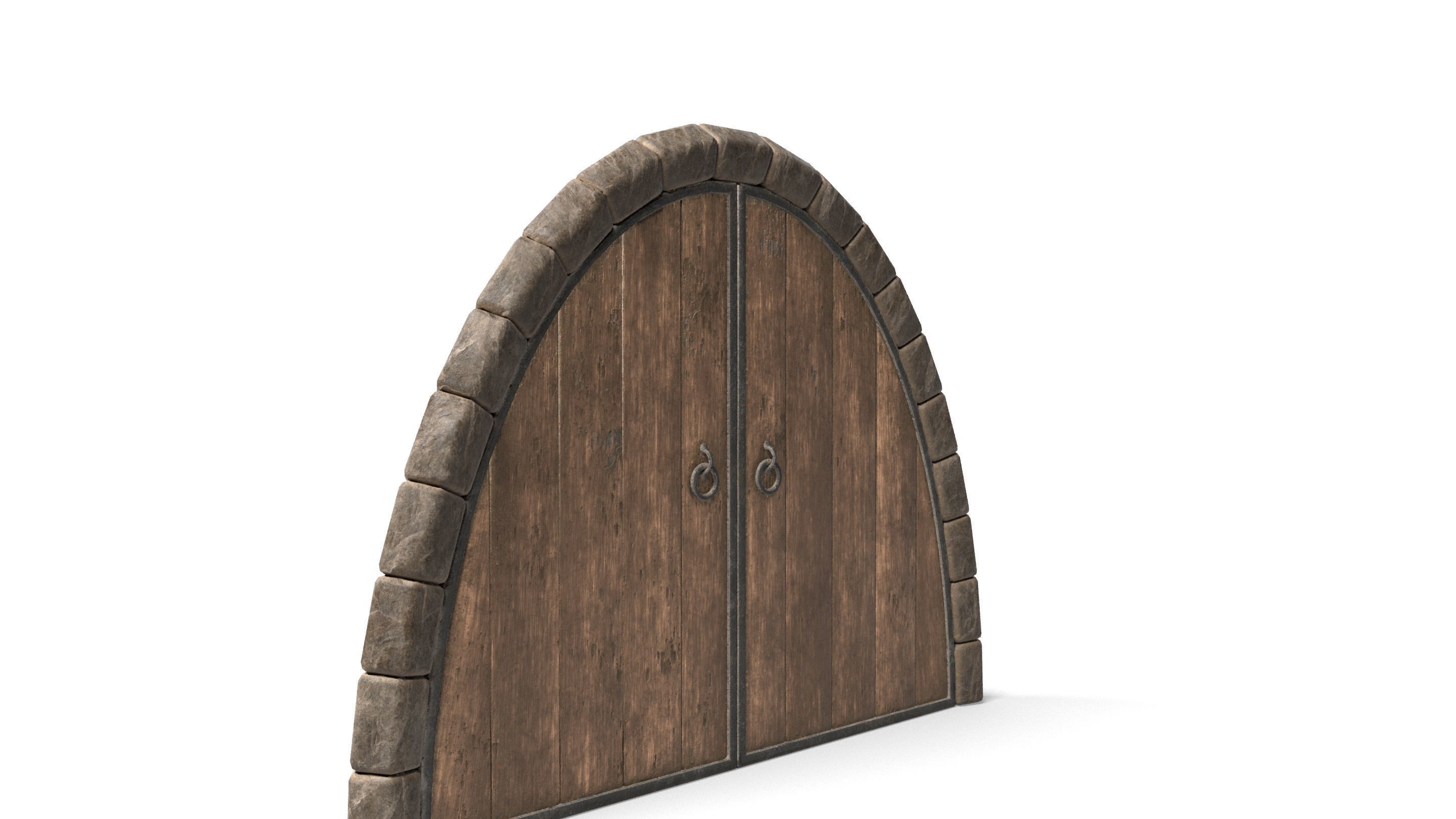 Hobbit Style Medieval Wooden Door Low-poly 3D model_1