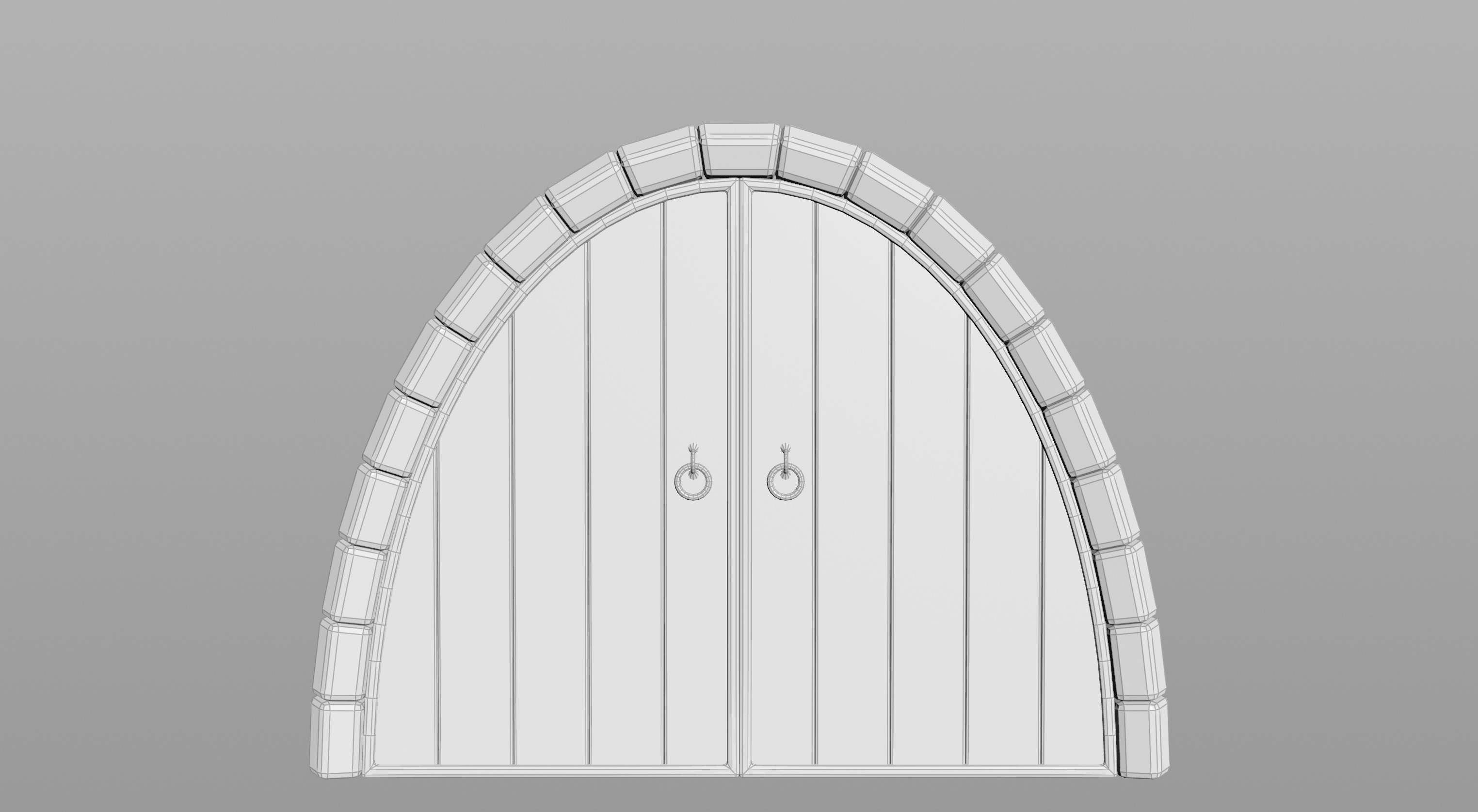 Hobbit Style Medieval Wooden Door Low-poly 3D model_12