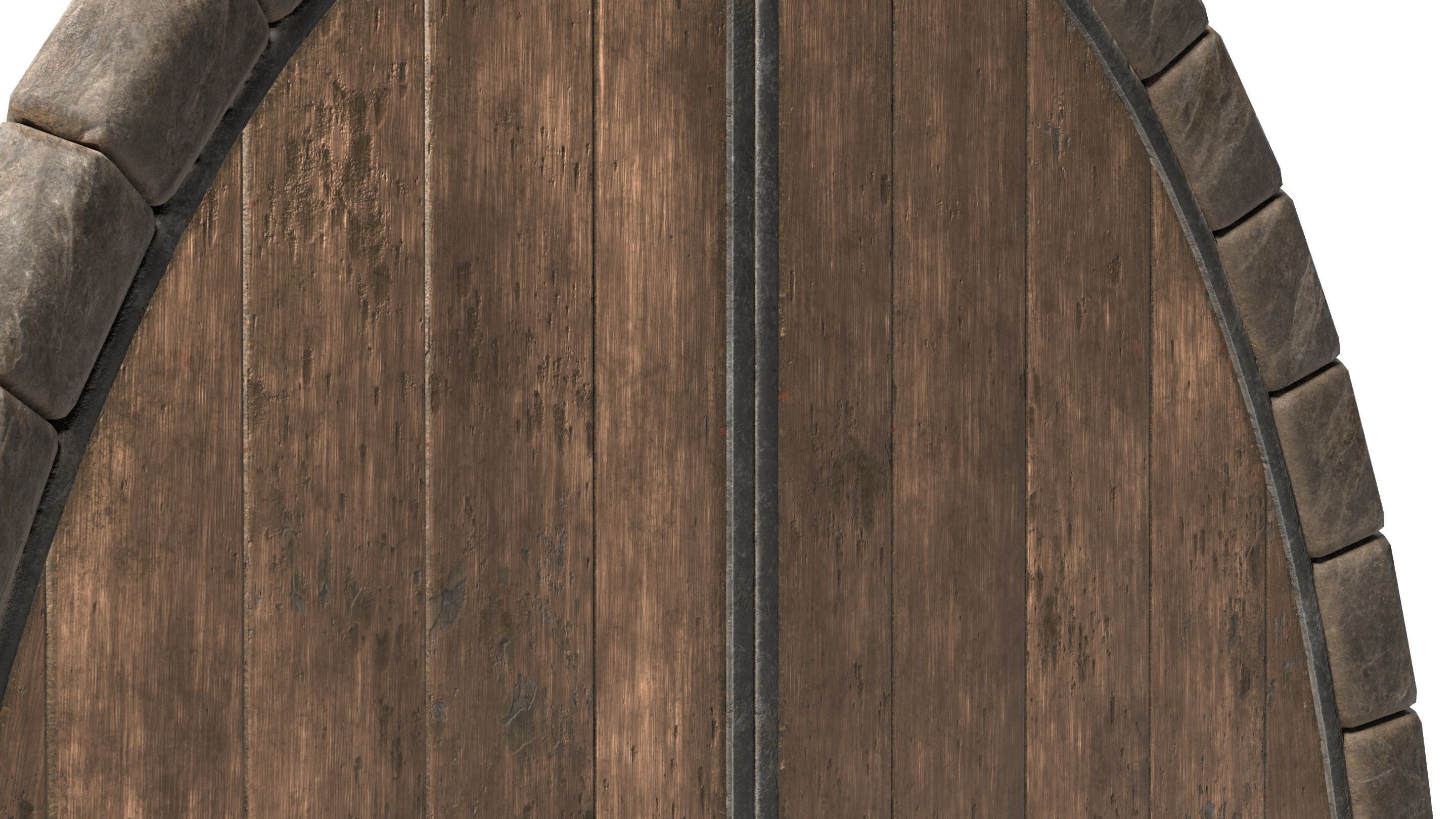 Hobbit Style Medieval Wooden Door Low-poly 3D model_5