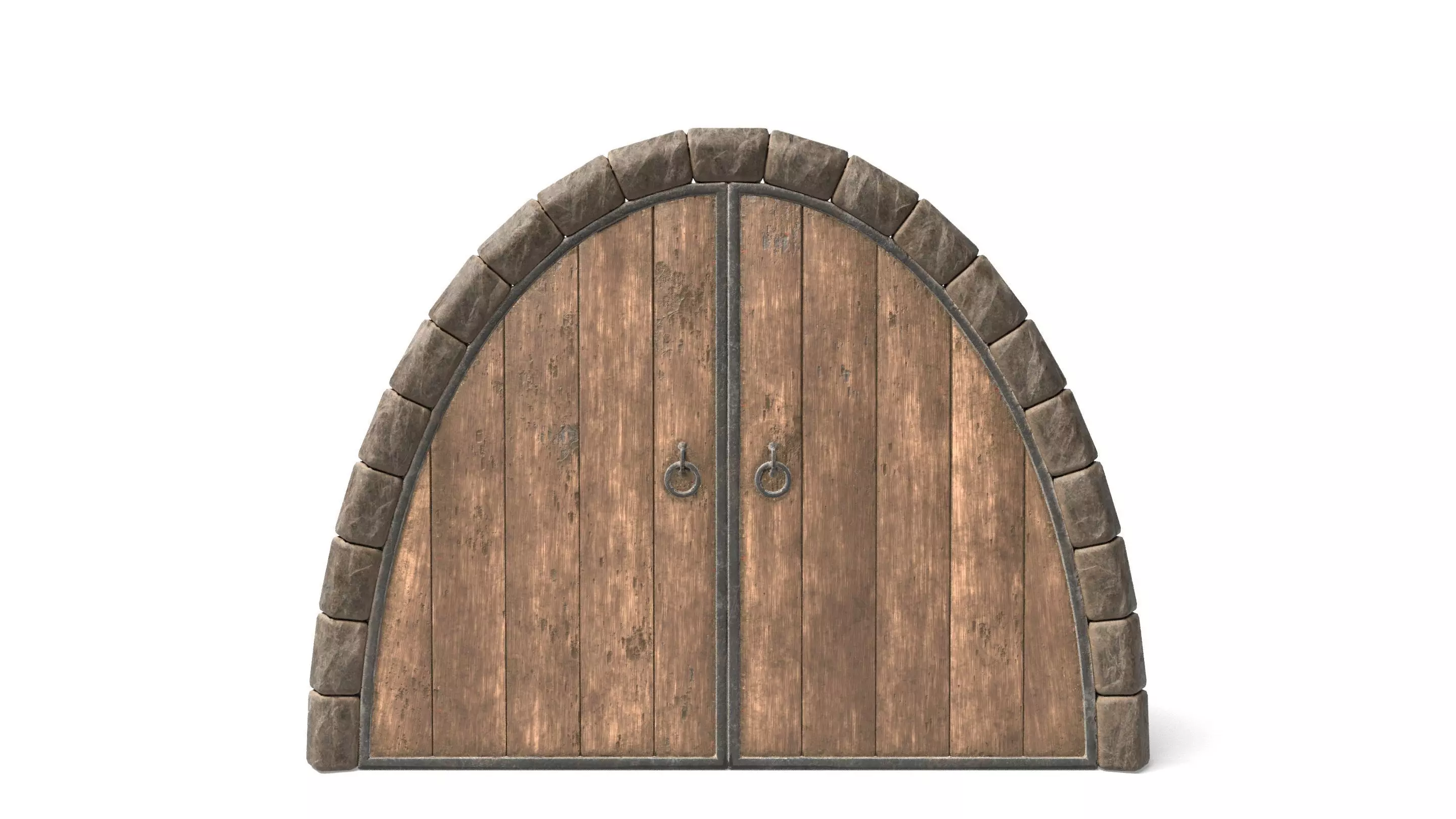 Hobbit Style Medieval Wooden Door Low-poly 3D model_0