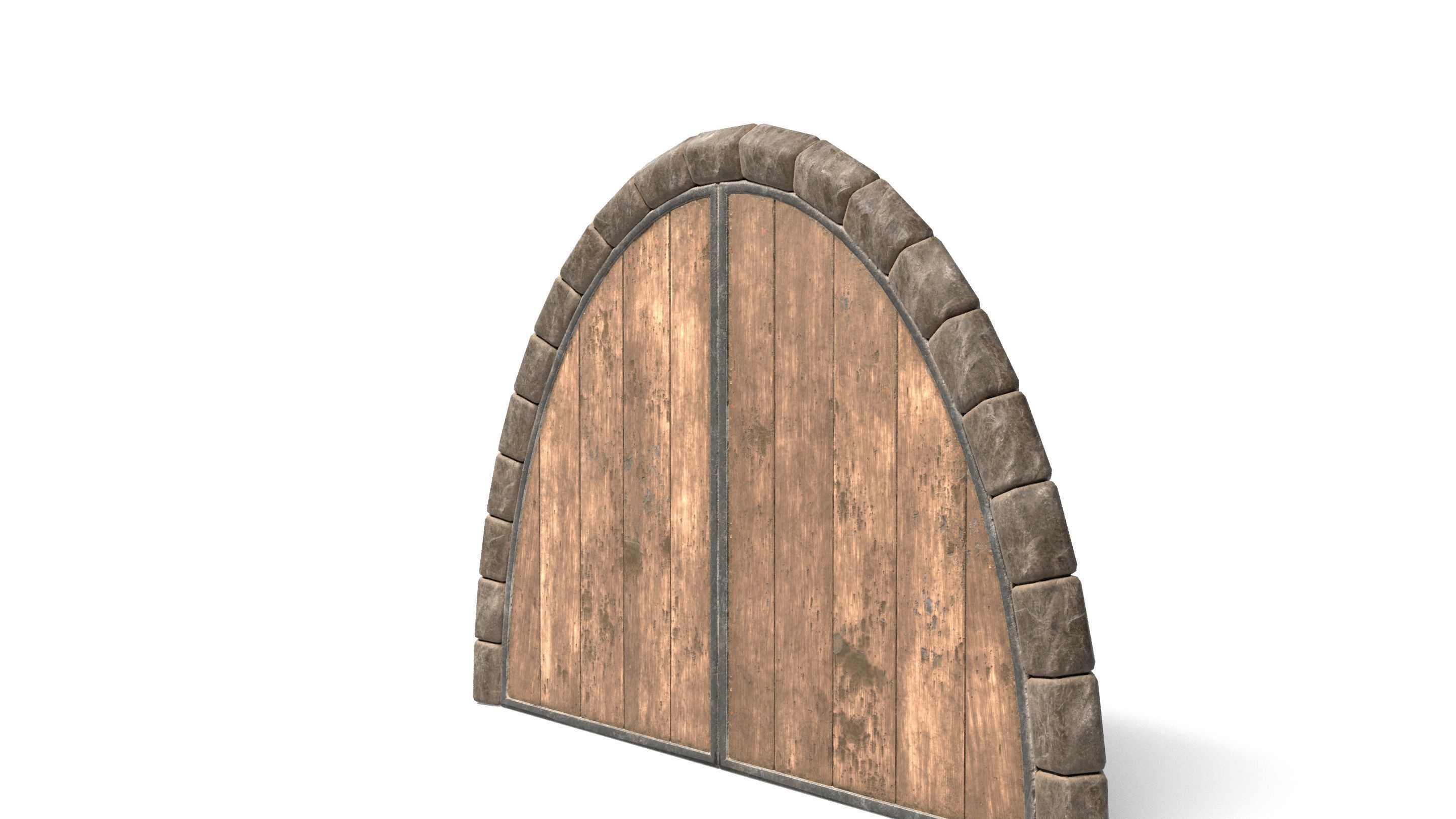 Hobbit Style Medieval Wooden Door Low-poly 3D model_3