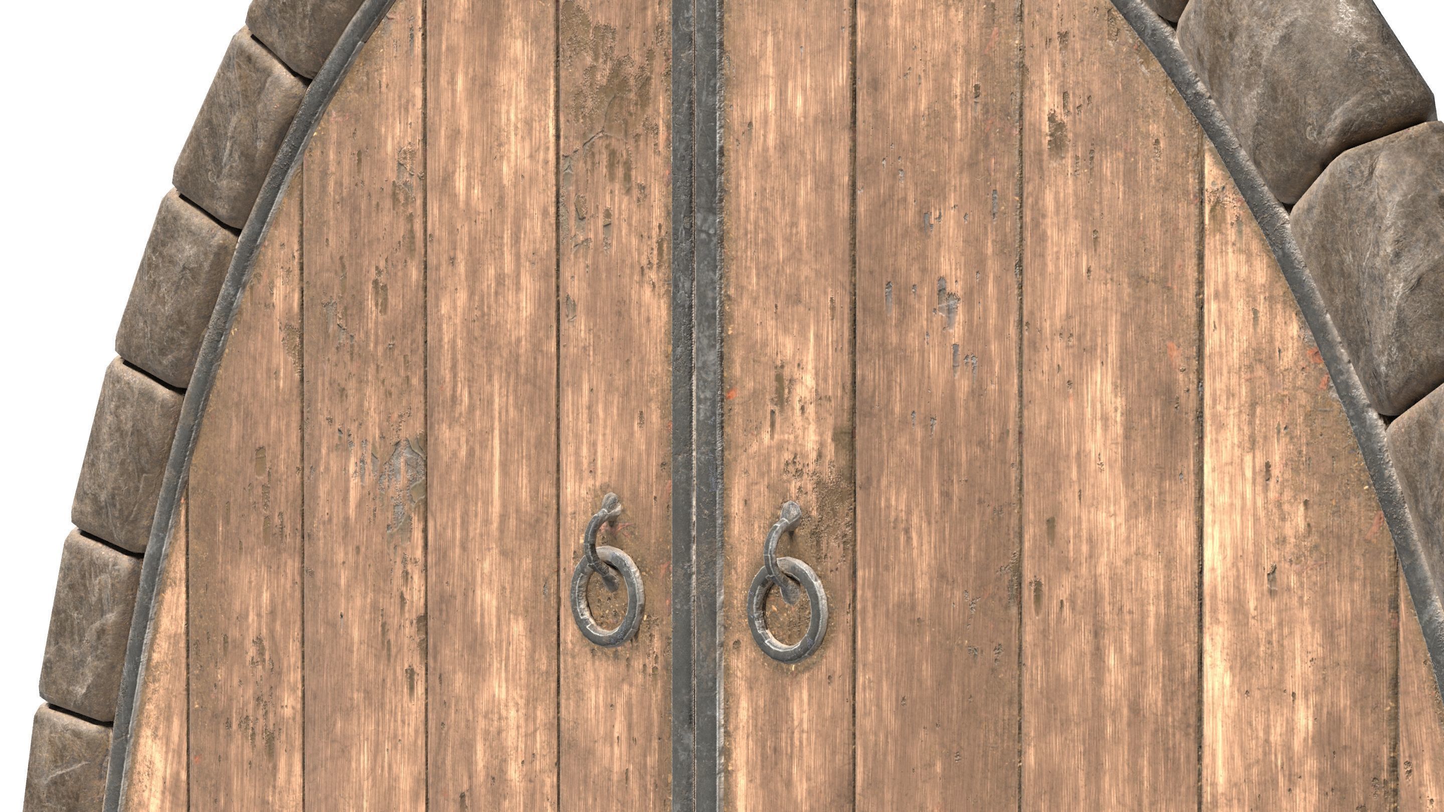 Hobbit Style Medieval Wooden Door Low-poly 3D model_7