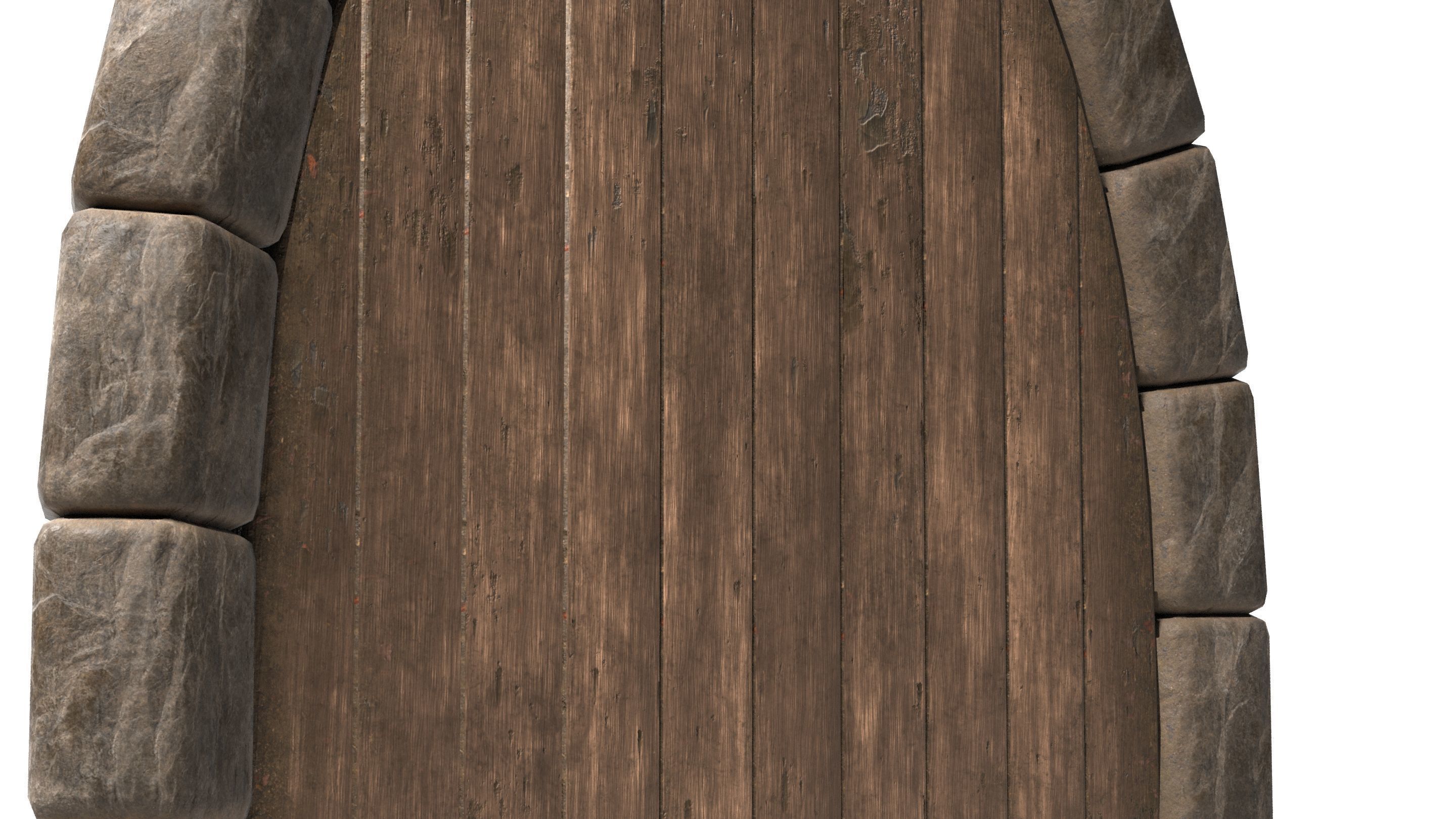 Medieval Wooden Door Stone Arch Low-poly 3D model_5
