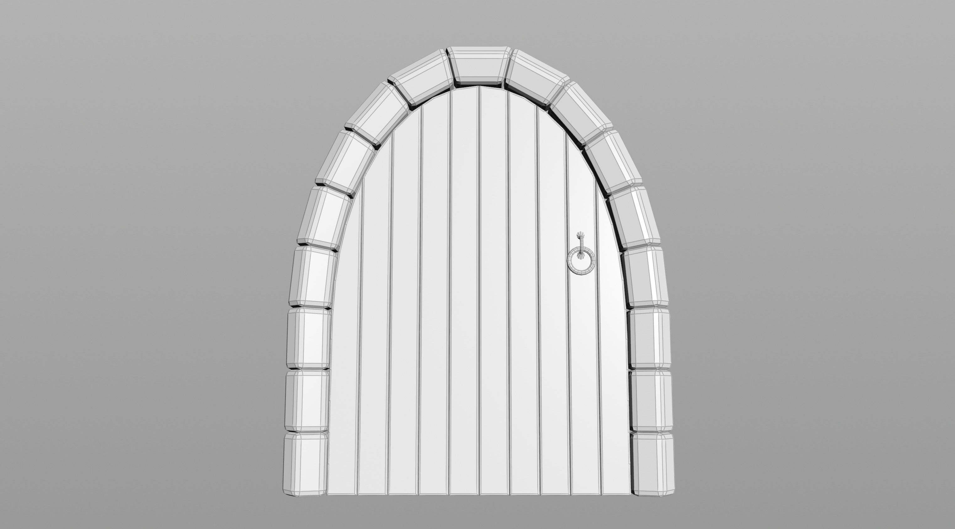 Medieval Wooden Door Stone Arch Low-poly 3D model_8