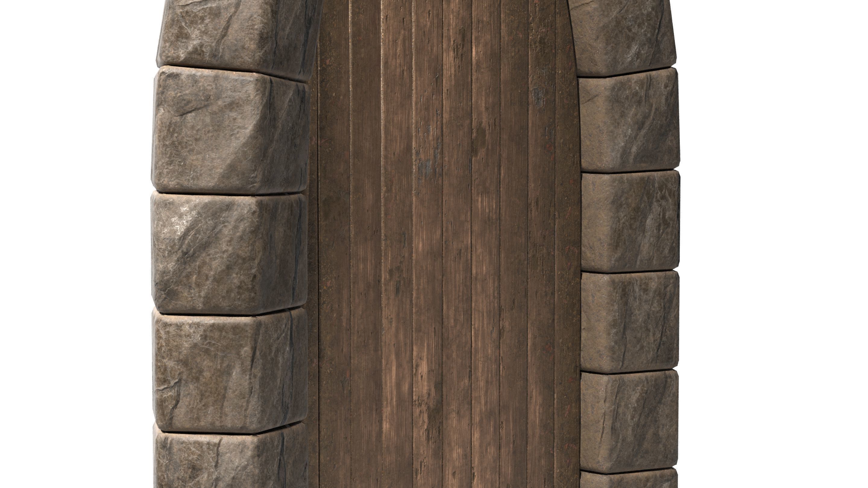 Small Medieval Wooden Door Low-poly 3D model_5