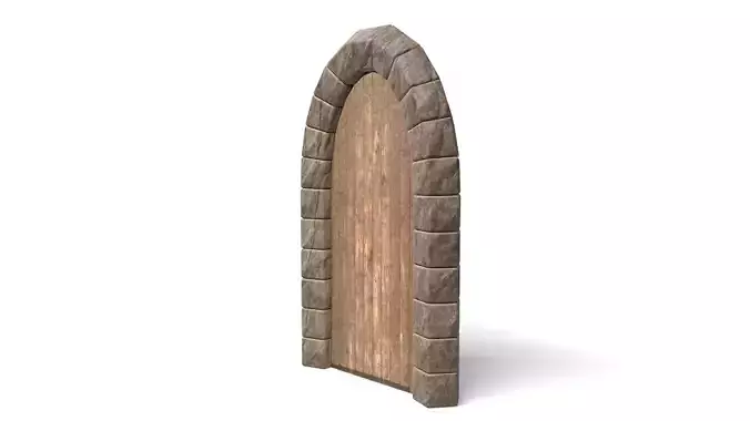 Small Medieval Wooden Door Low-poly 3D model