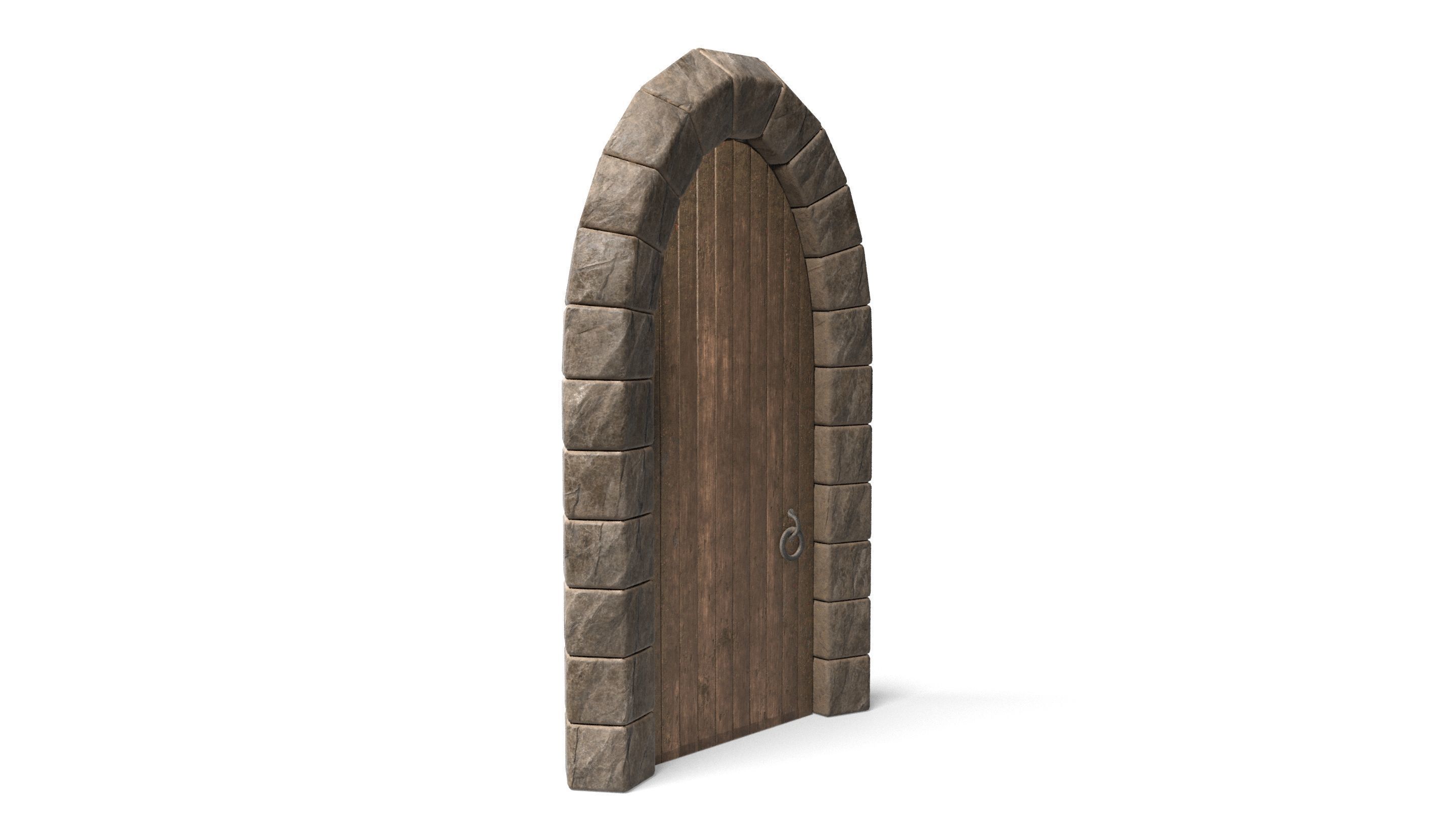 Small Medieval Wooden Door Low-poly 3D model_2