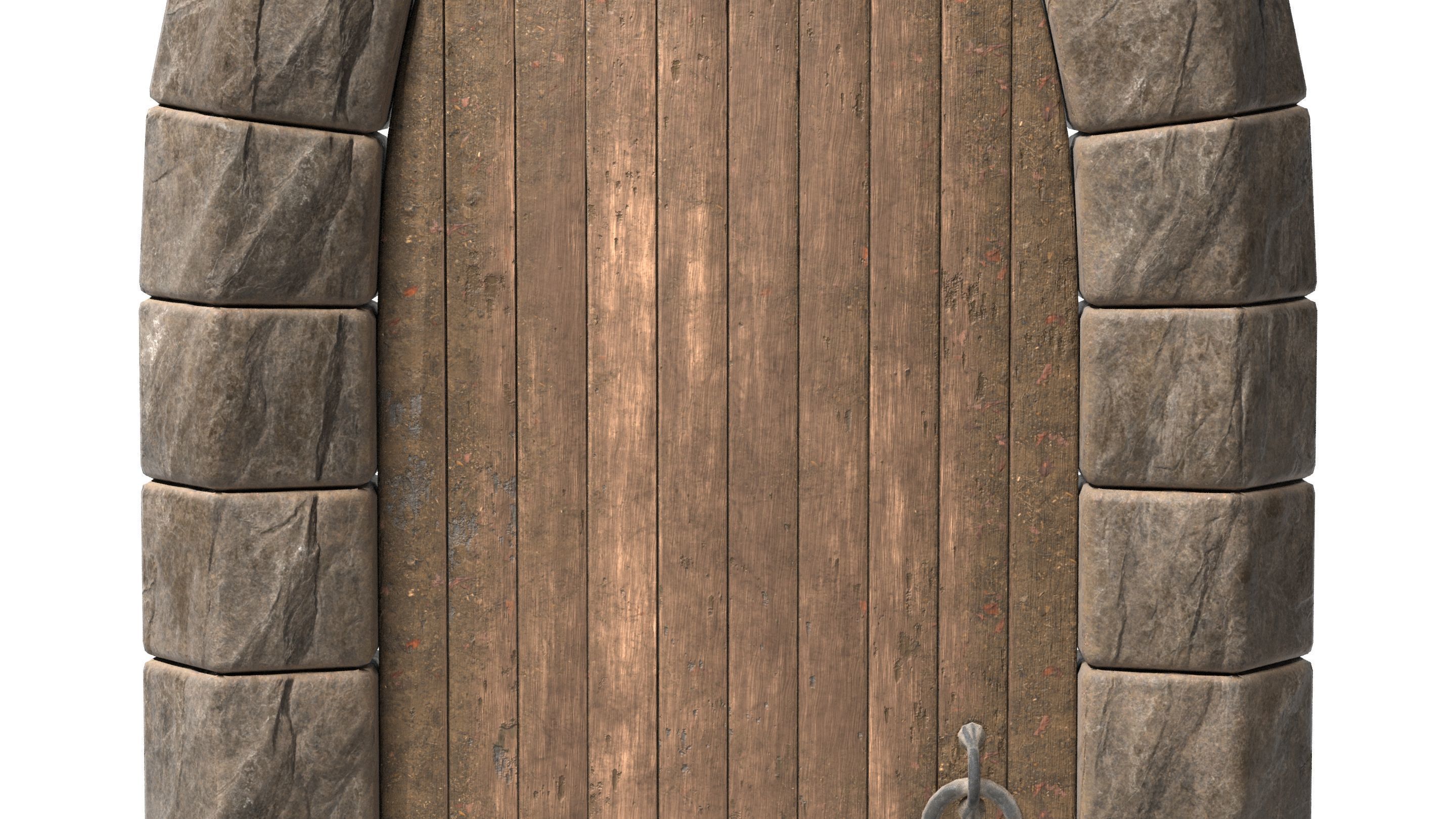 Small Medieval Wooden Door Low-poly 3D model_8