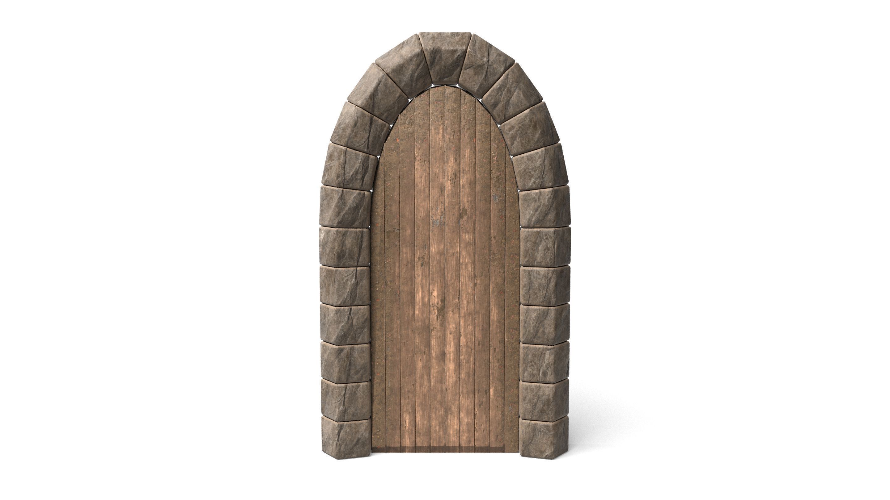 Small Medieval Wooden Door Low-poly 3D model_4