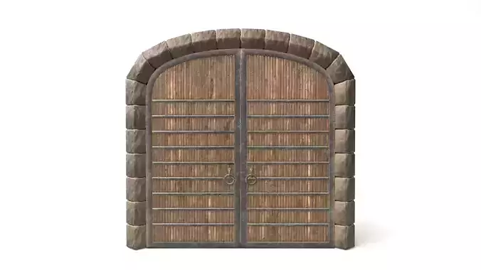 Medieval Wooden Door  Low-poly 3D model