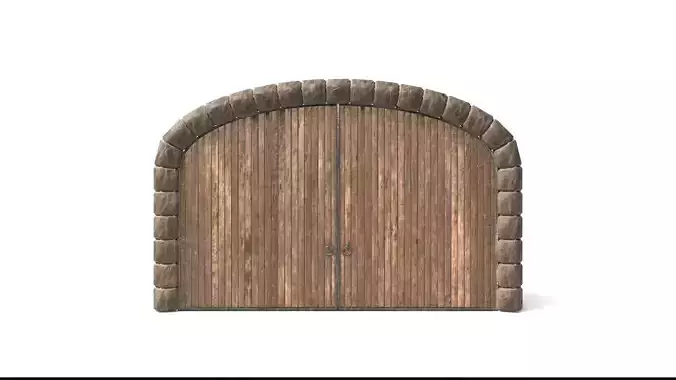 Very Large Medieval Wooden Door  Low-poly 3D model