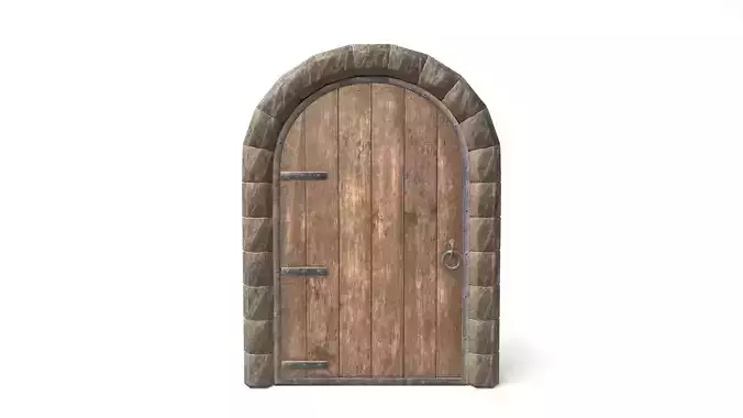 Simple Medieval Wooden Door  Low-poly 3D model