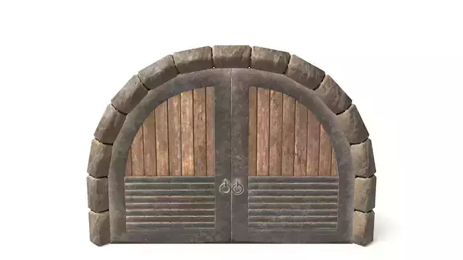 Medieval Fortified Wooden Door  Low-poly 3D model