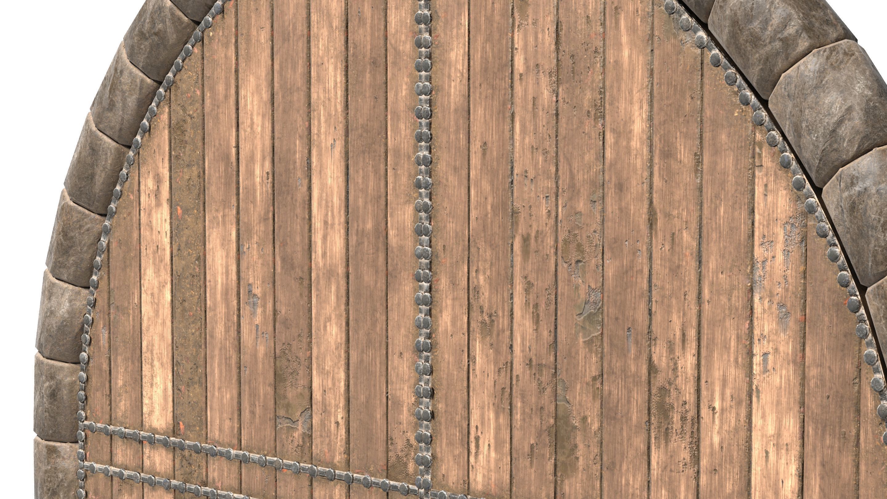 Medieval Arched Wooden Door  3D model_7