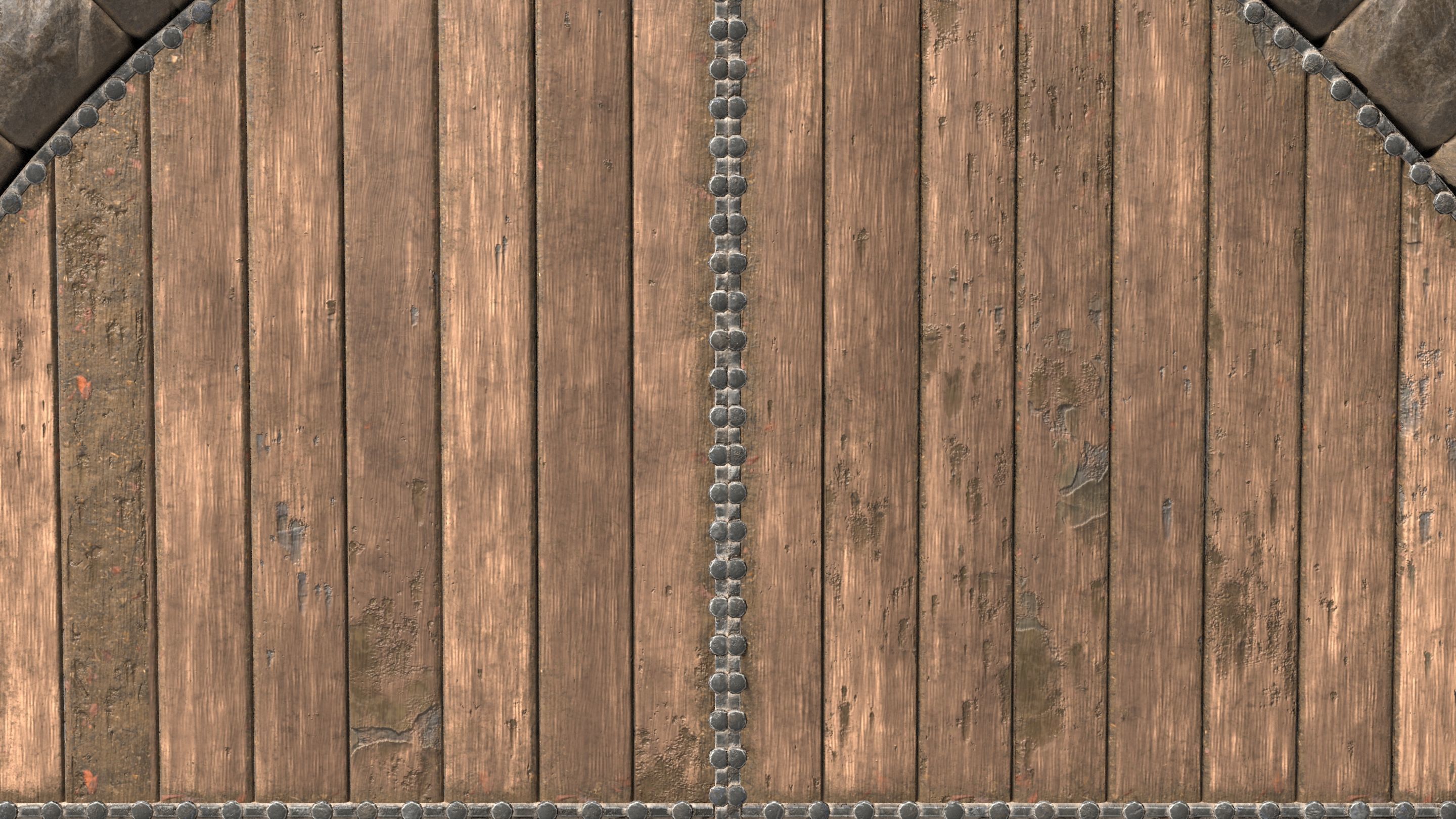 Medieval Arched Wooden Door  3D model_8