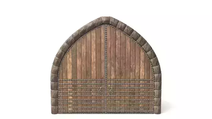 Medieval Arched Wooden Door  3D model