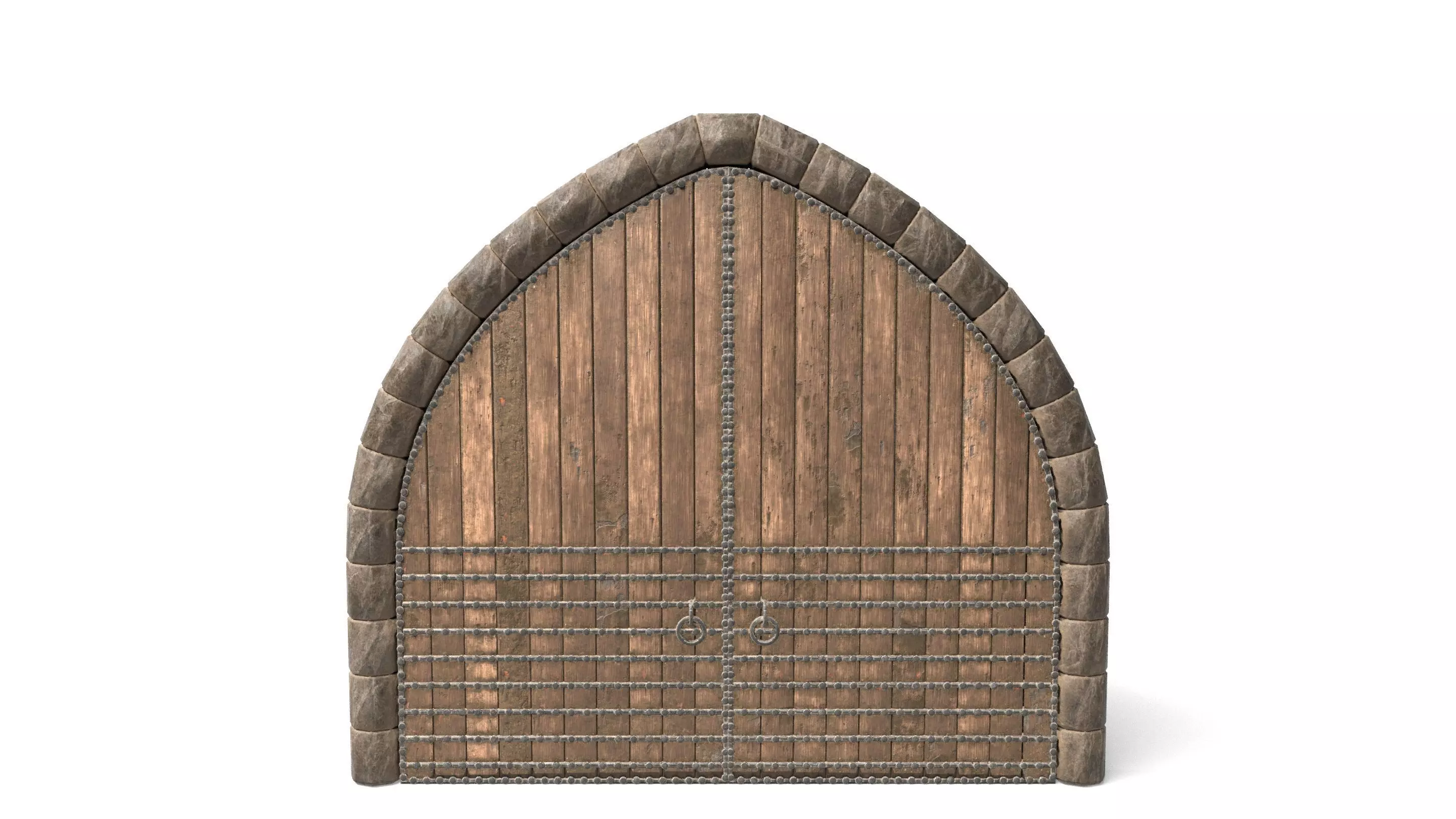 Medieval Arched Wooden Door  3D model_0