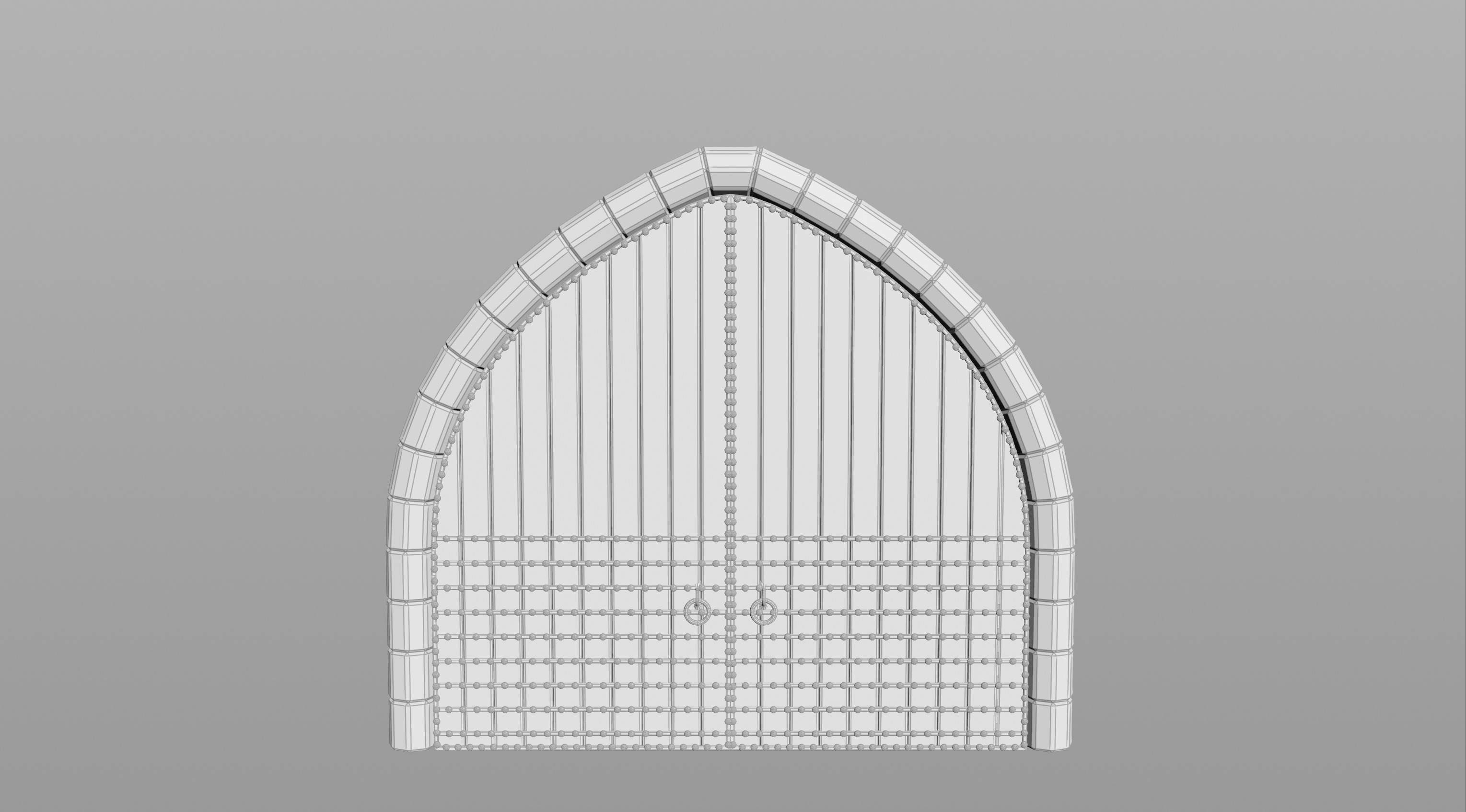 Medieval Arched Wooden Door  3D model_9