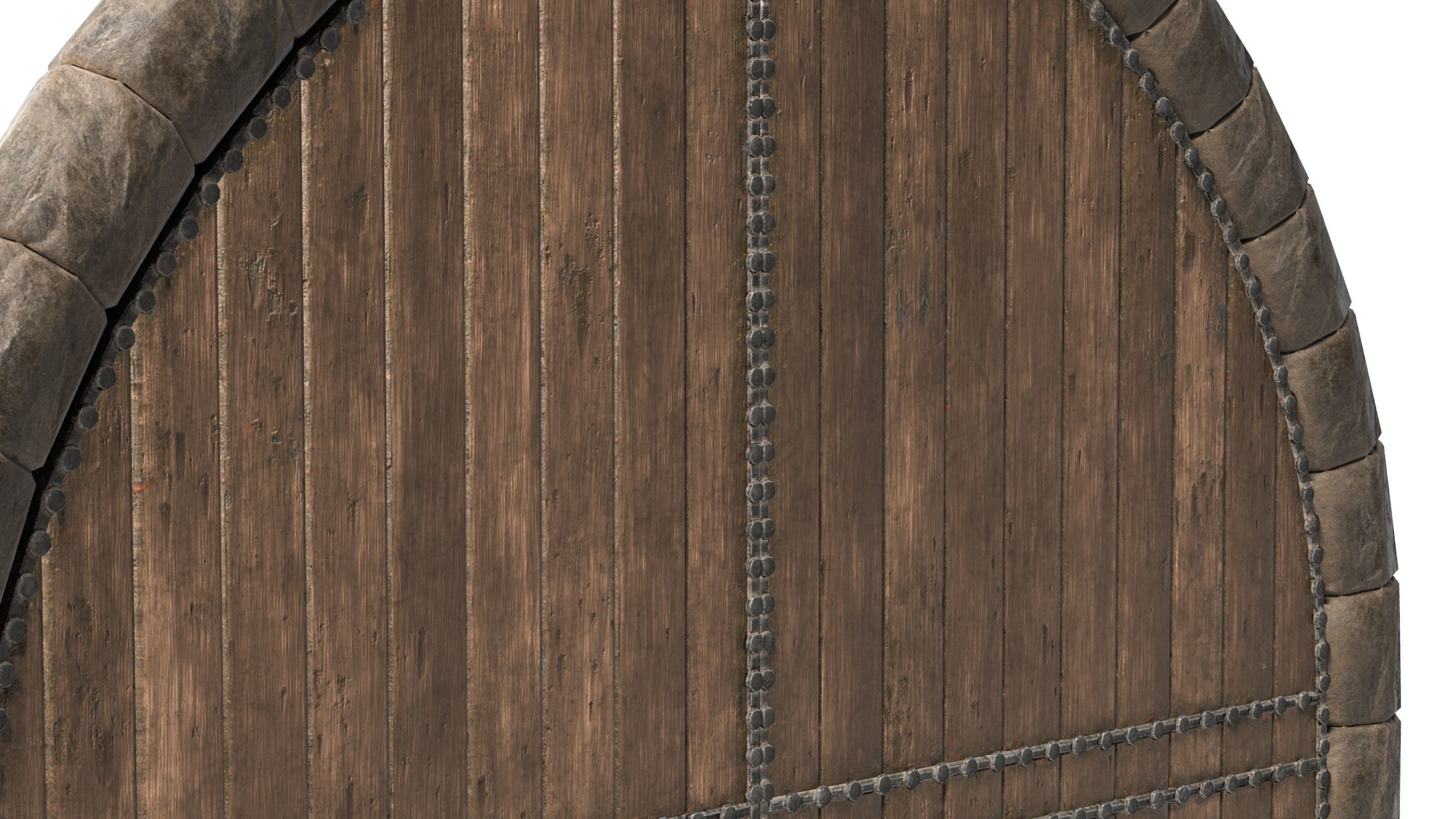 Medieval Arched Wooden Door  3D model_5