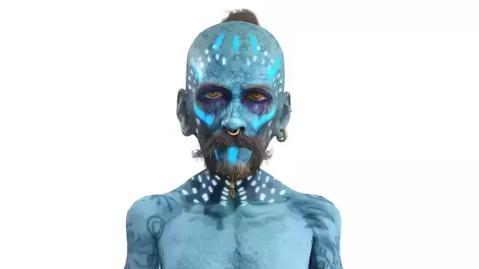 Genie Shaman - tribal Fantasy Character Low-poly 3D model