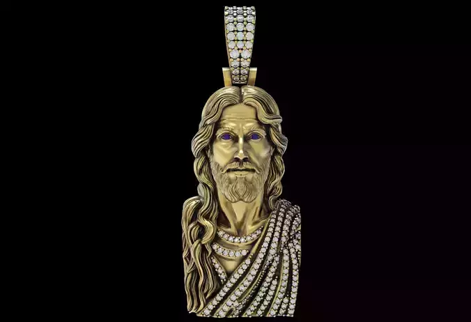 JESUS Diamond Hip Hop Pendant