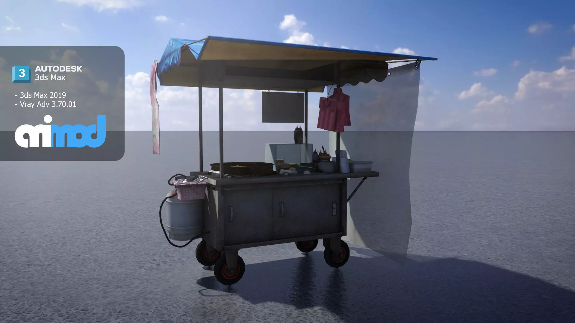 Chinese Breakfast Vendor 3D model_0