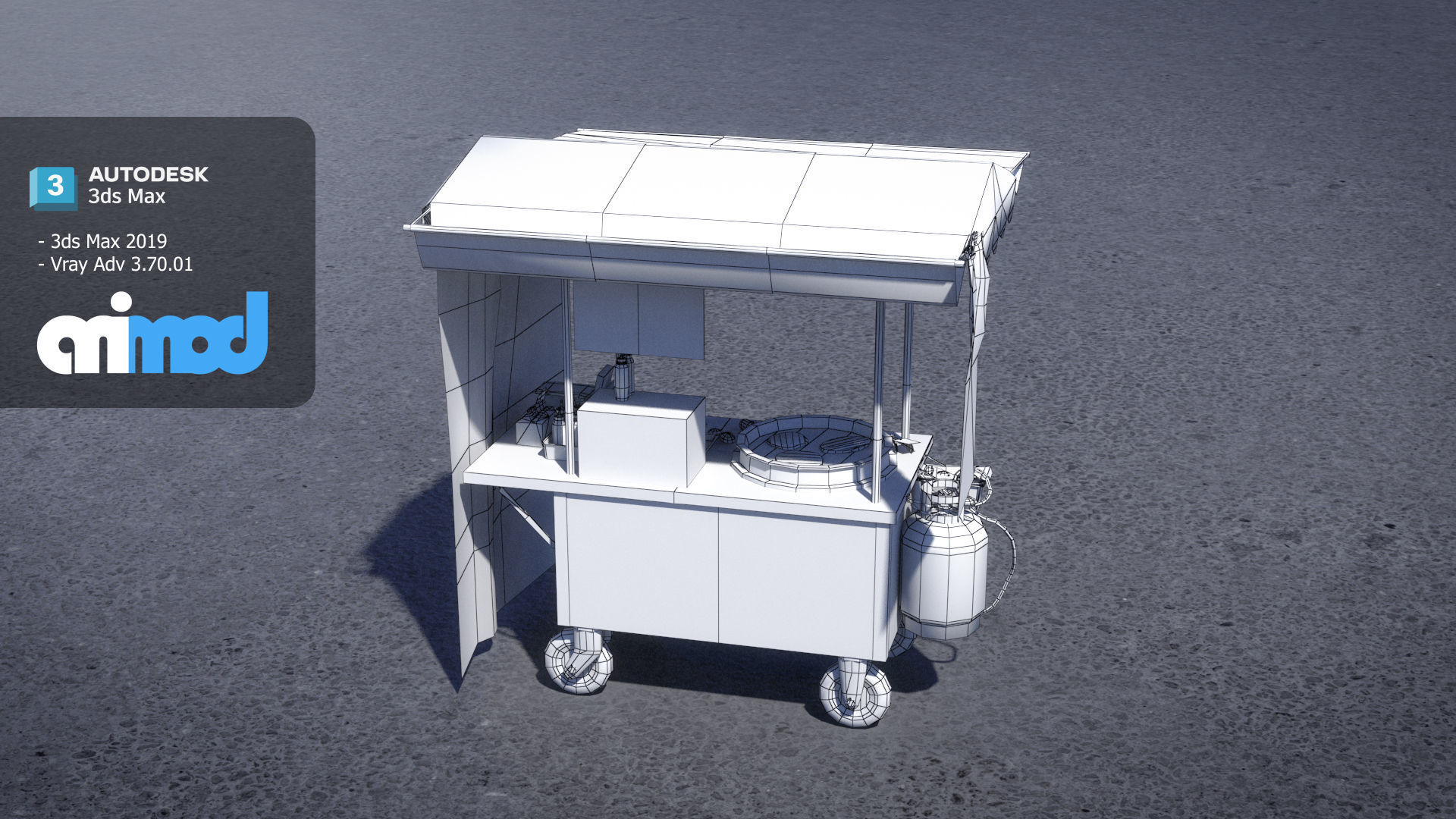 Chinese Breakfast Vendor 3D model_9