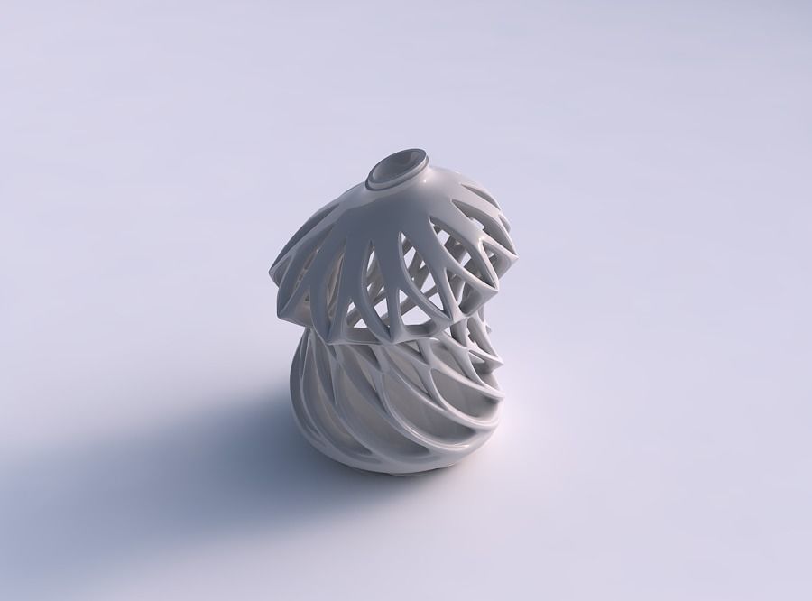 Vase squeezed mid section with smooth beveled cuts, extruded ... 3D print model_0