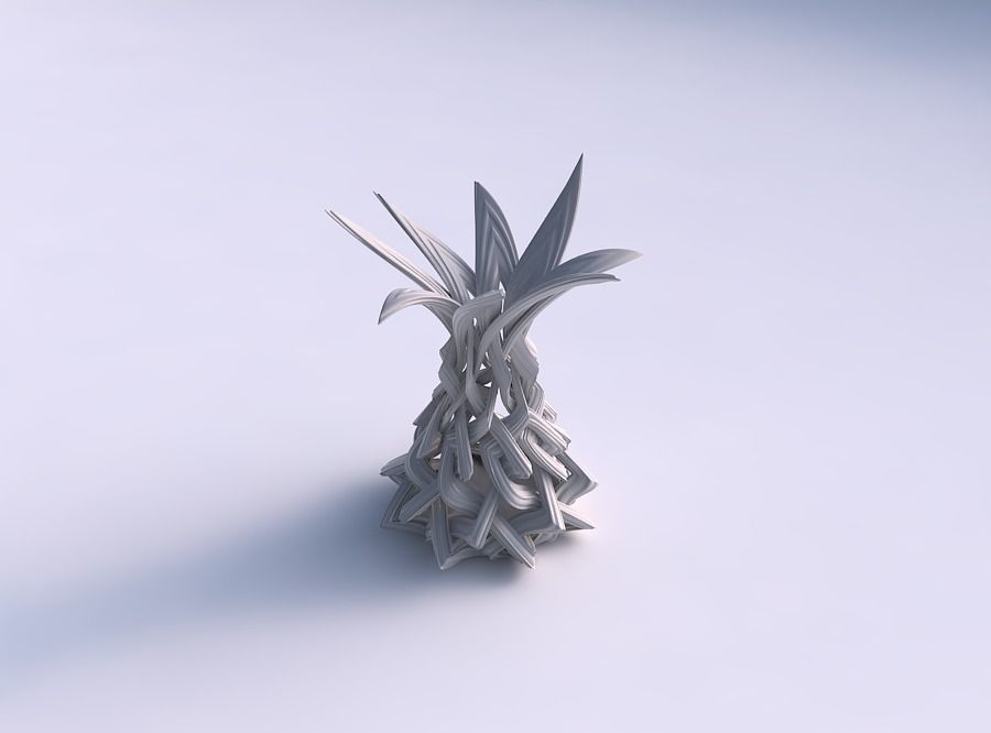 Vase squeezed with interlacing lattice and extruded lines str... 3D print model_0