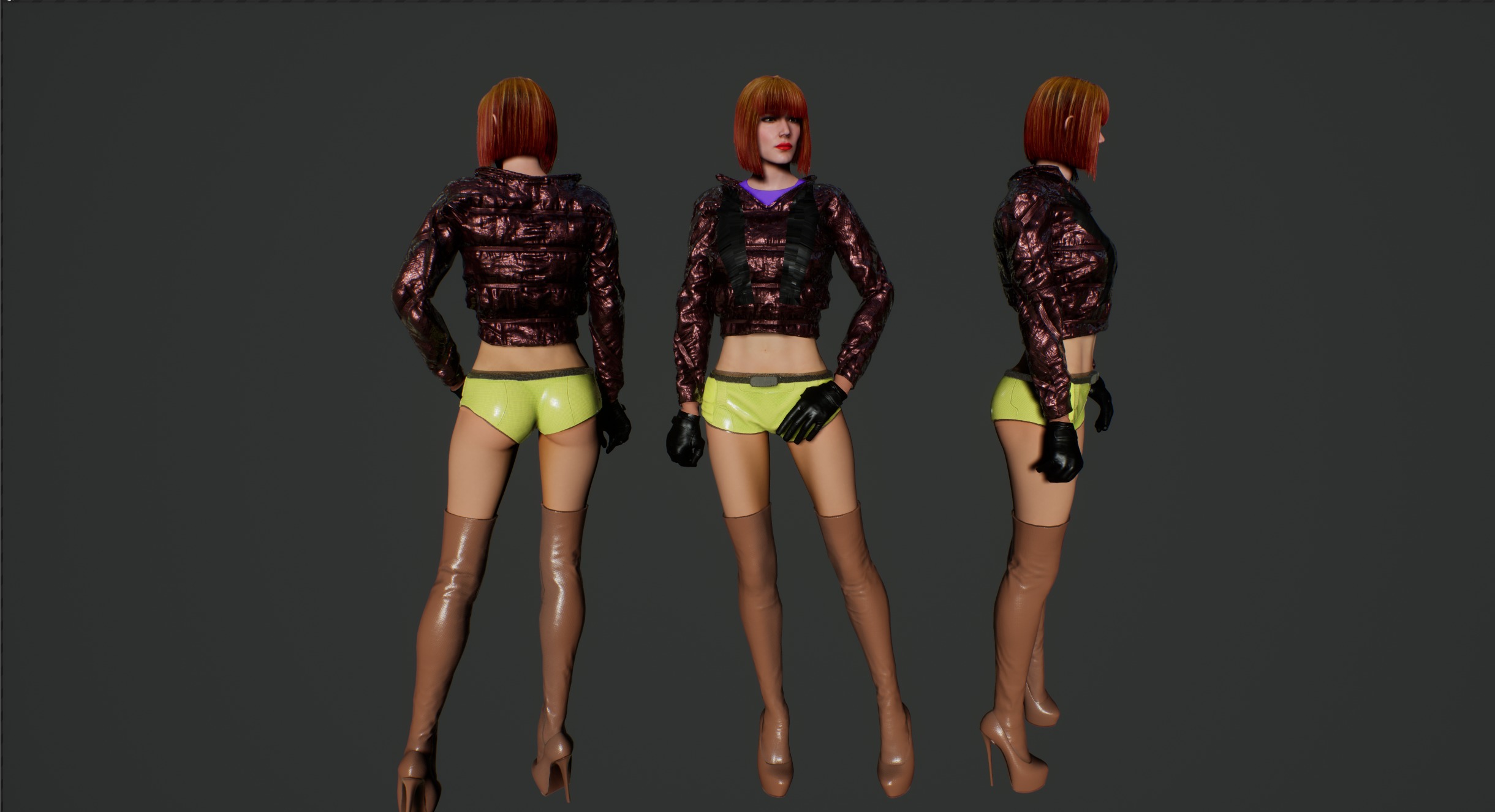 cyberpunk gina Low-poly 3D model_4