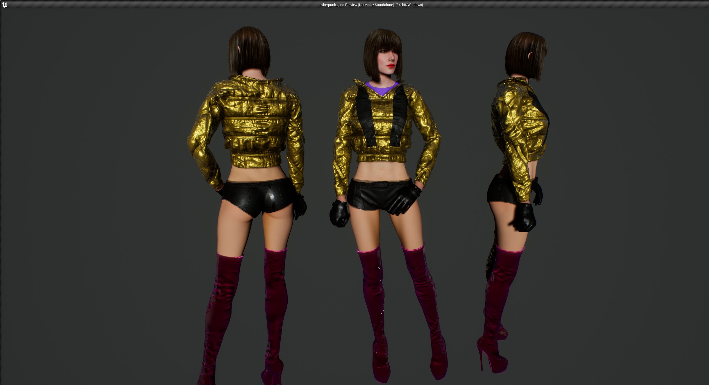 cyberpunk gina Low-poly 3D model_2