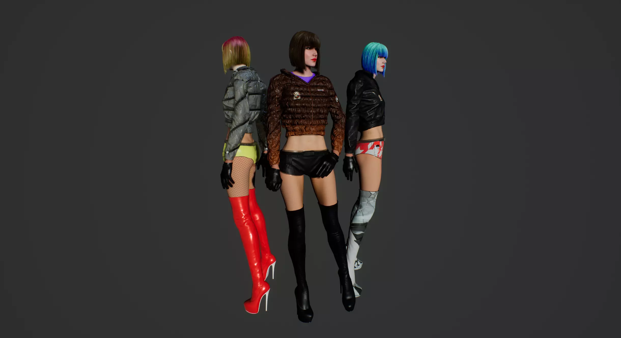 cyberpunk gina Low-poly 3D model_0