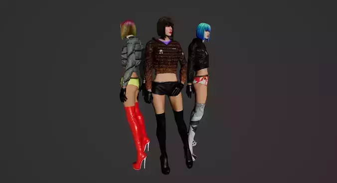 cyberpunk gina Low-poly 3D model