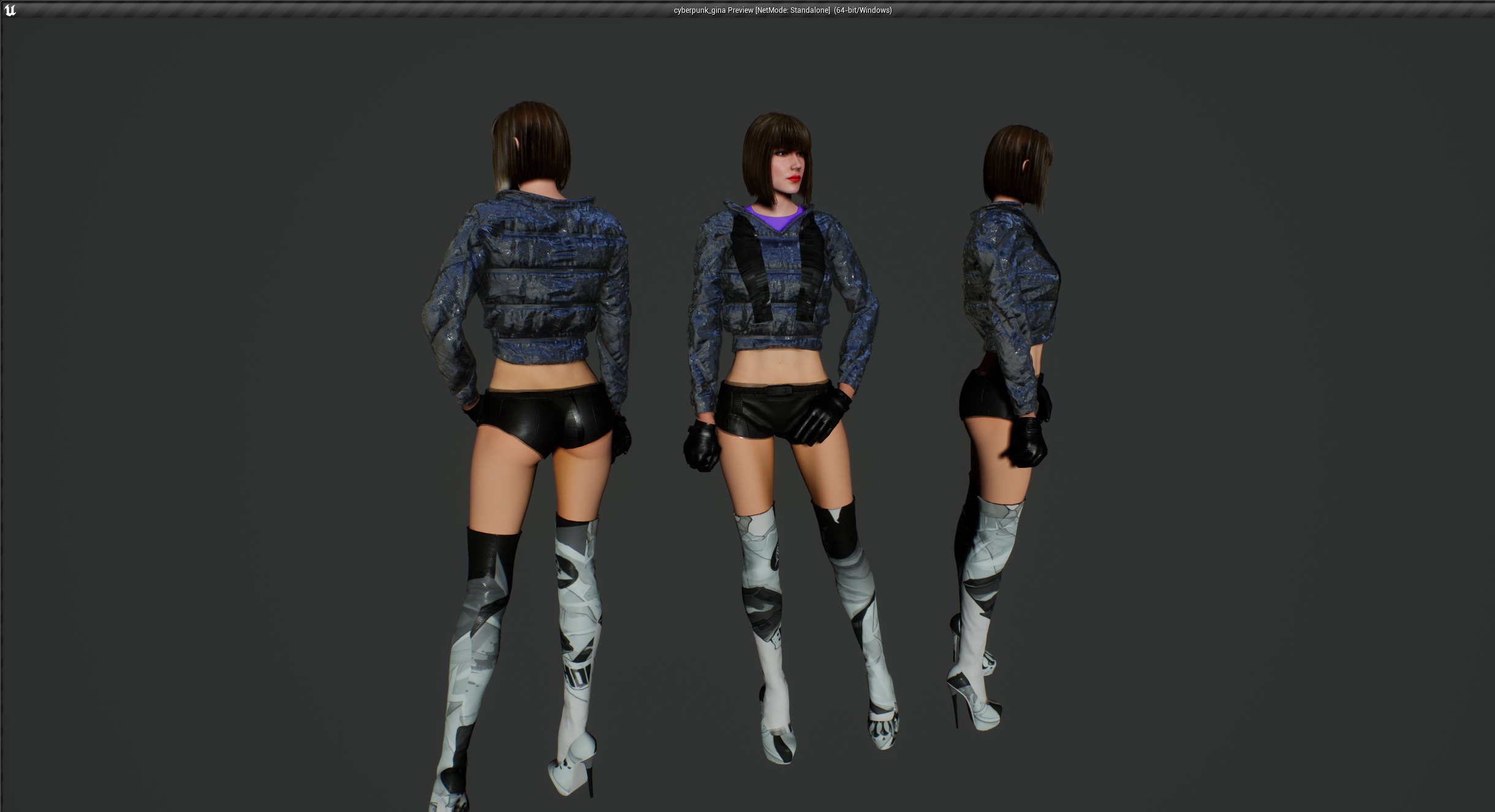 cyberpunk gina Low-poly 3D model_3