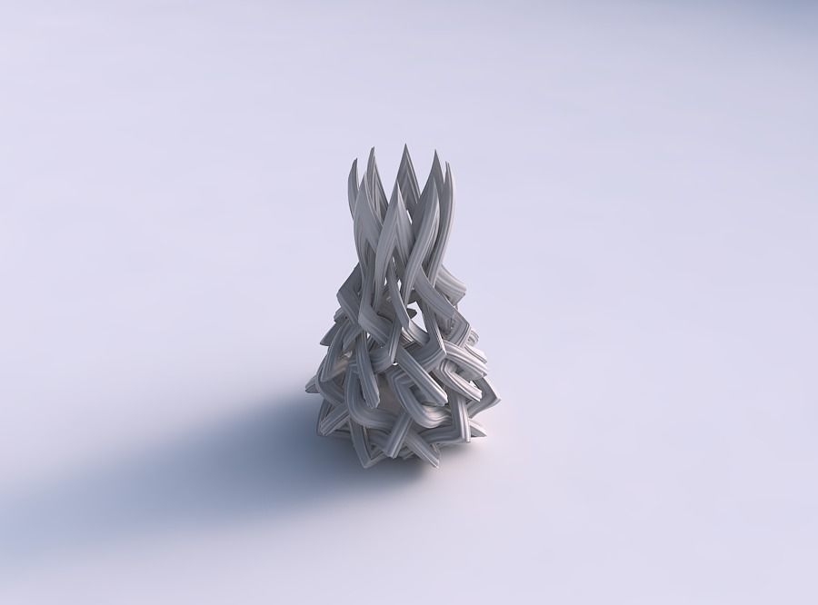 Vase squeezed with interlacing lattice and extruded lines lon... 3D print model_0