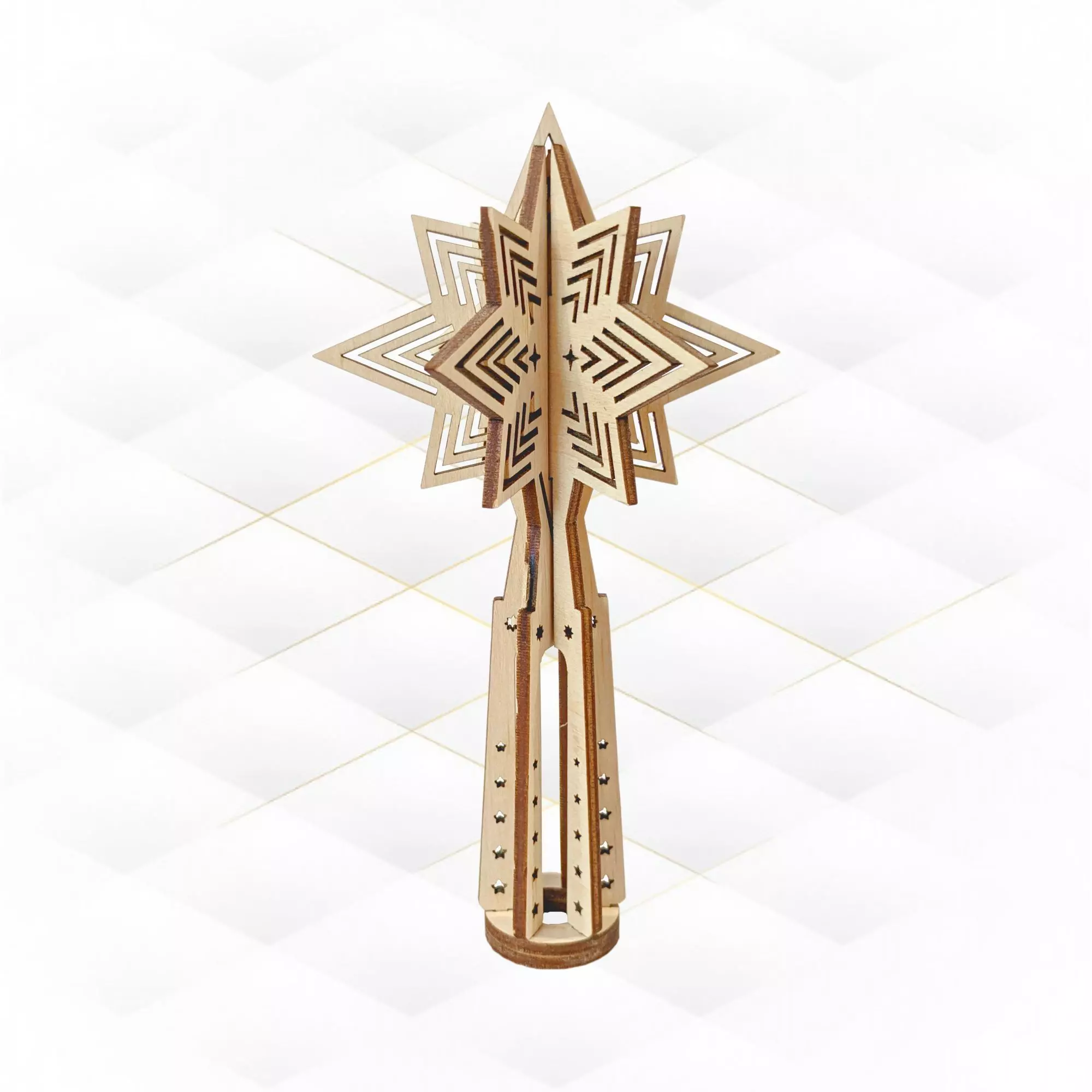 Christmas Tree Topper laser cut vector design 3D print model_0