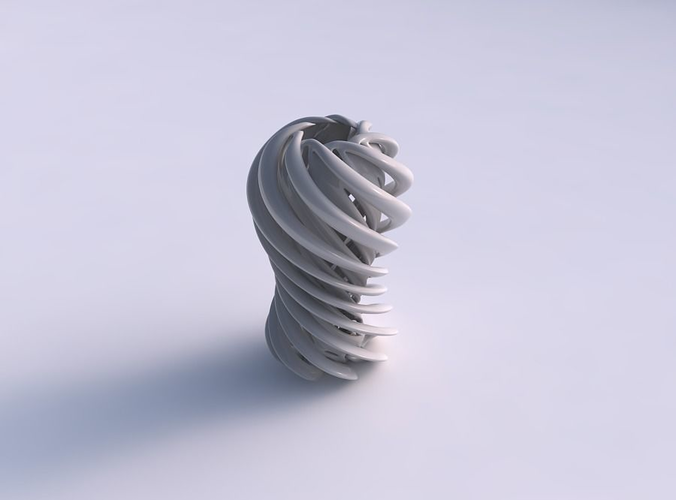 Vase straight double twisted with collapsed top twisted and squeezed