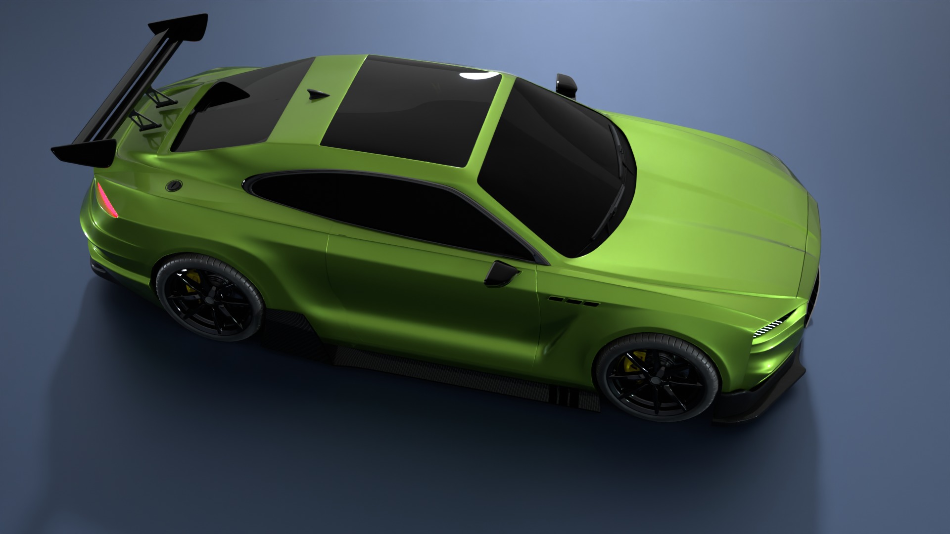 High Performance Green Sports Car 3D Model  Blender Shaded 3D model_3