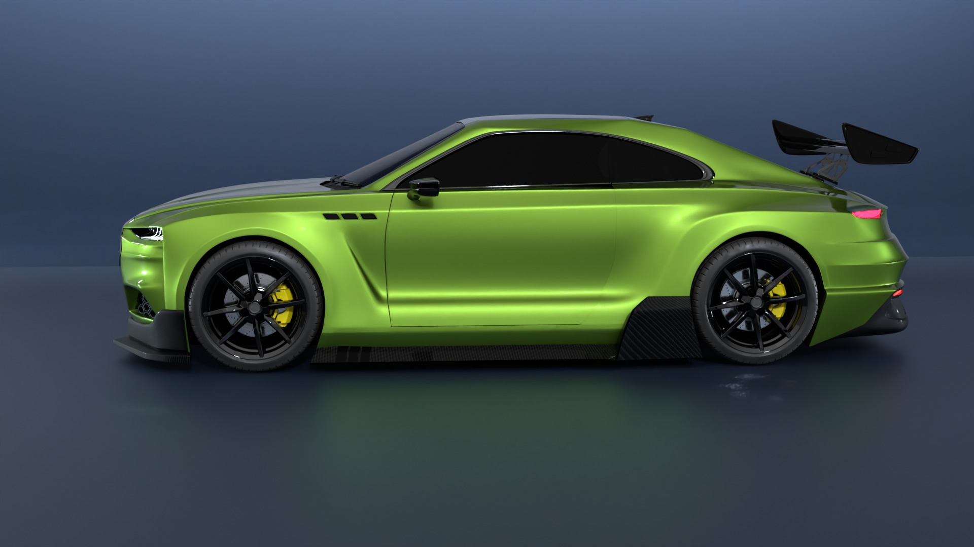 High Performance Green Sports Car 3D Model  Blender Shaded 3D model_1