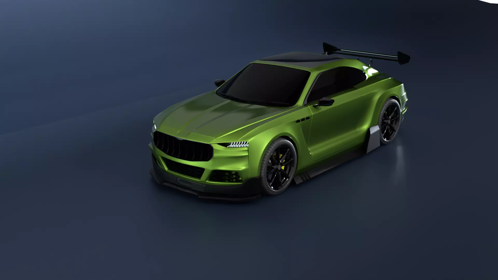 High Performance Green Sports Car 3D Model  Blender Shaded 3D model_0